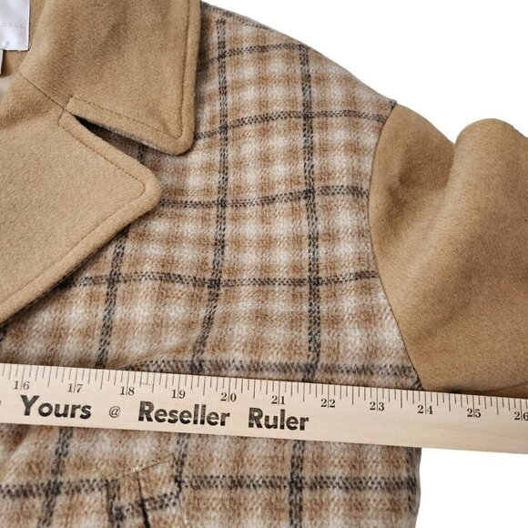 Rachel Parcell Coat Jacket XL‎ Brown Plaid Wool Blend Double Breasted - Picture 8 of 10